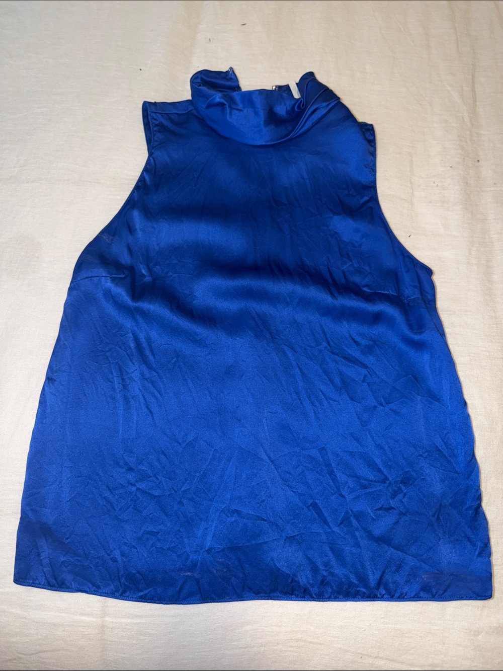 Amanda Uprichard 100% Silk High Neck Silk Top - Royal Blue Size XS